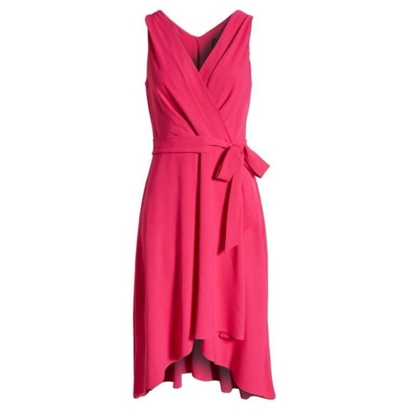 DKNY Pink Faux Wrap Midi Dress 12 NWT - Picture 1 of 12